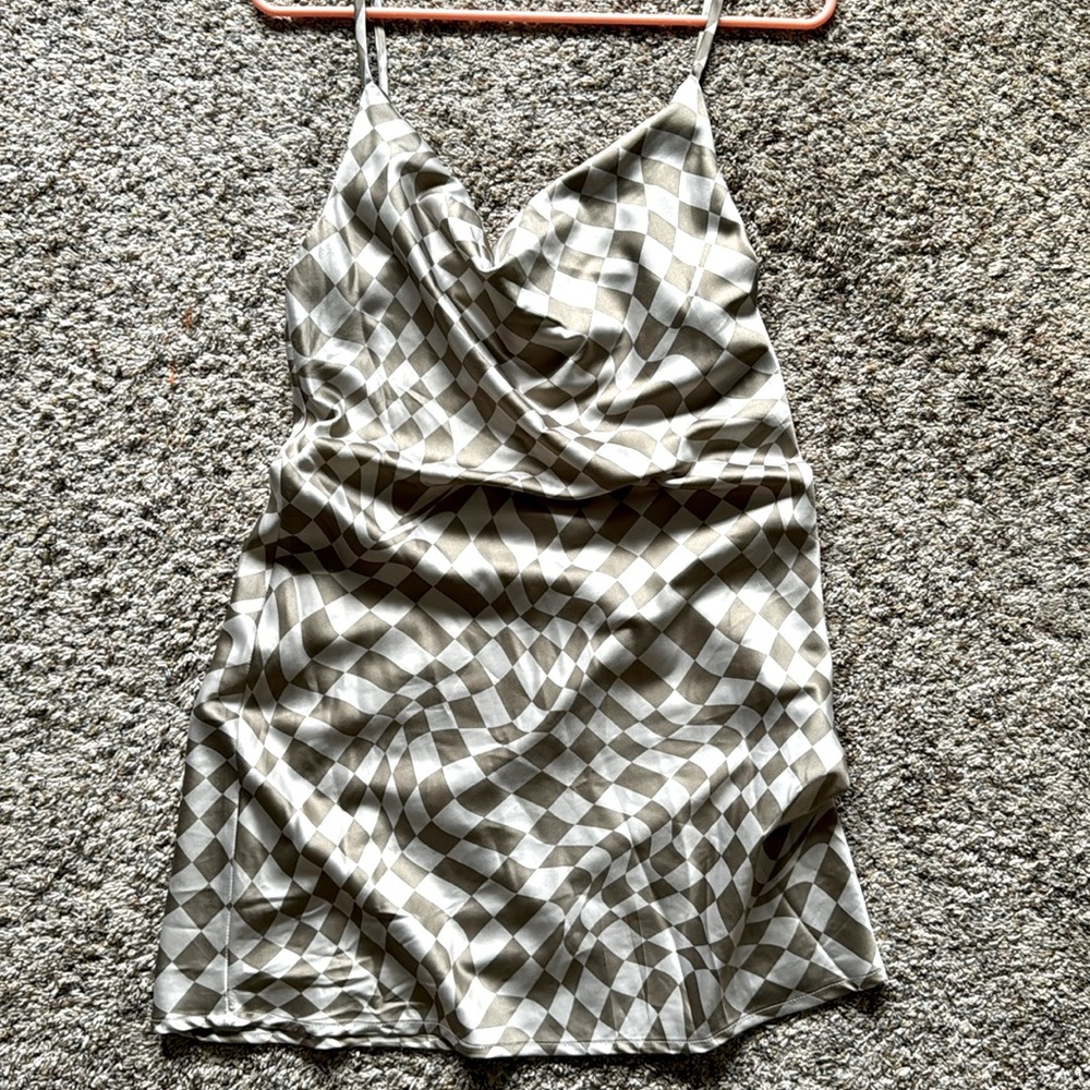 Timing silky checkered dress, size M